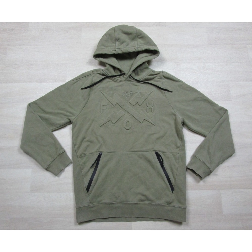 Fox Racing Bolt Pullover Hoodie Men's (S) Olive Green Embossed Lightning Moto